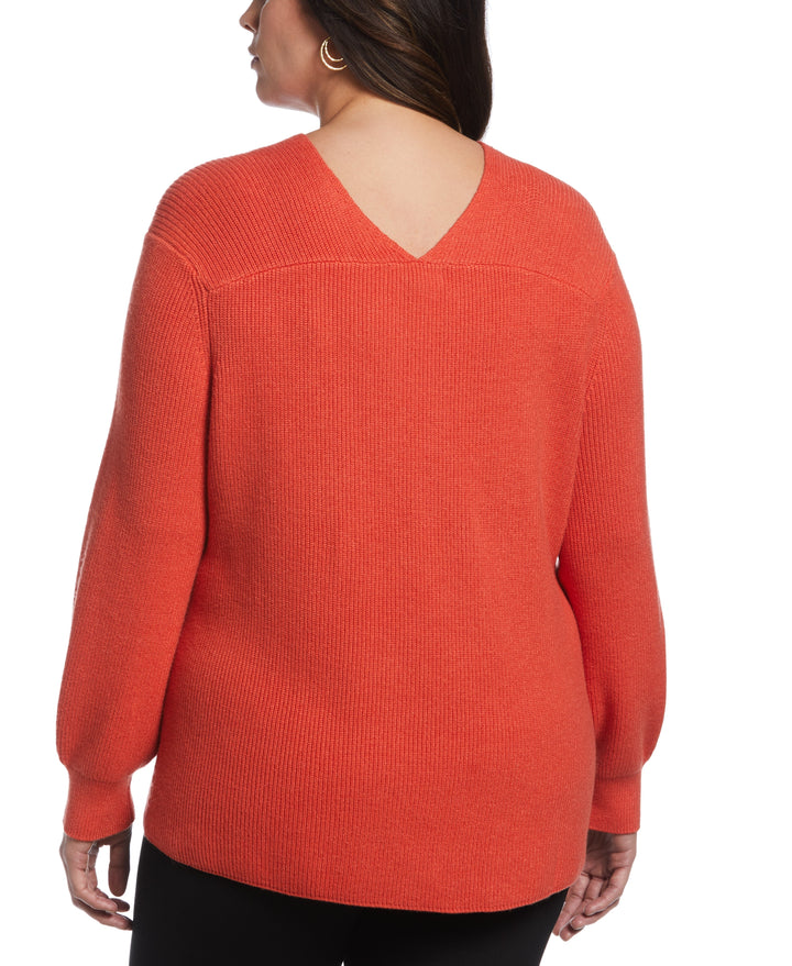 Essential Ribbed V-Neck Sweater (Sunrise) 