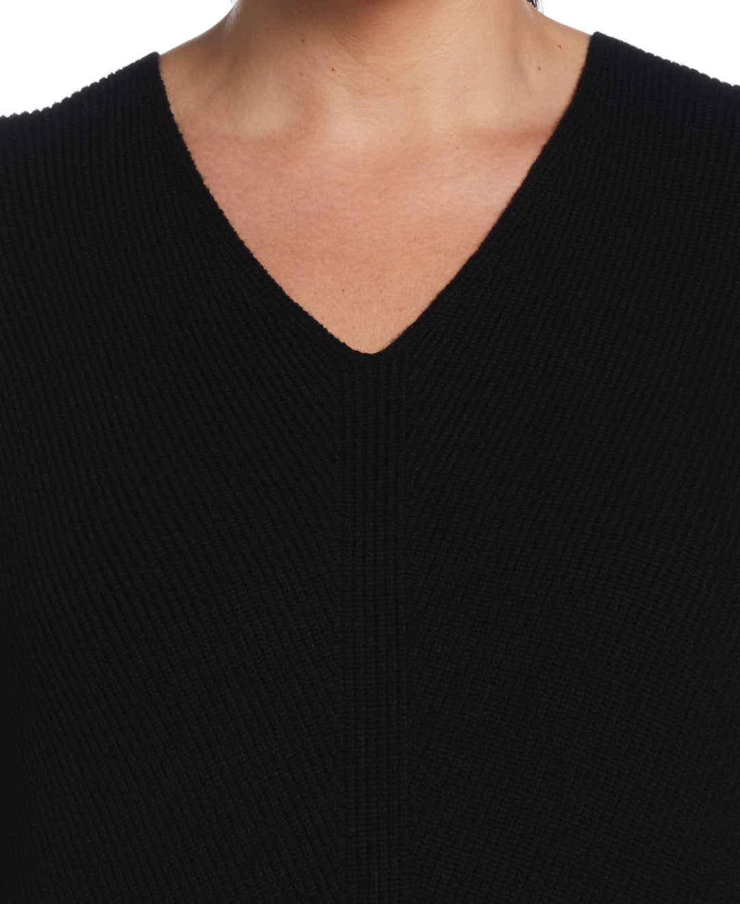 Essential Ribbed V-Neck Sweater (Black) 