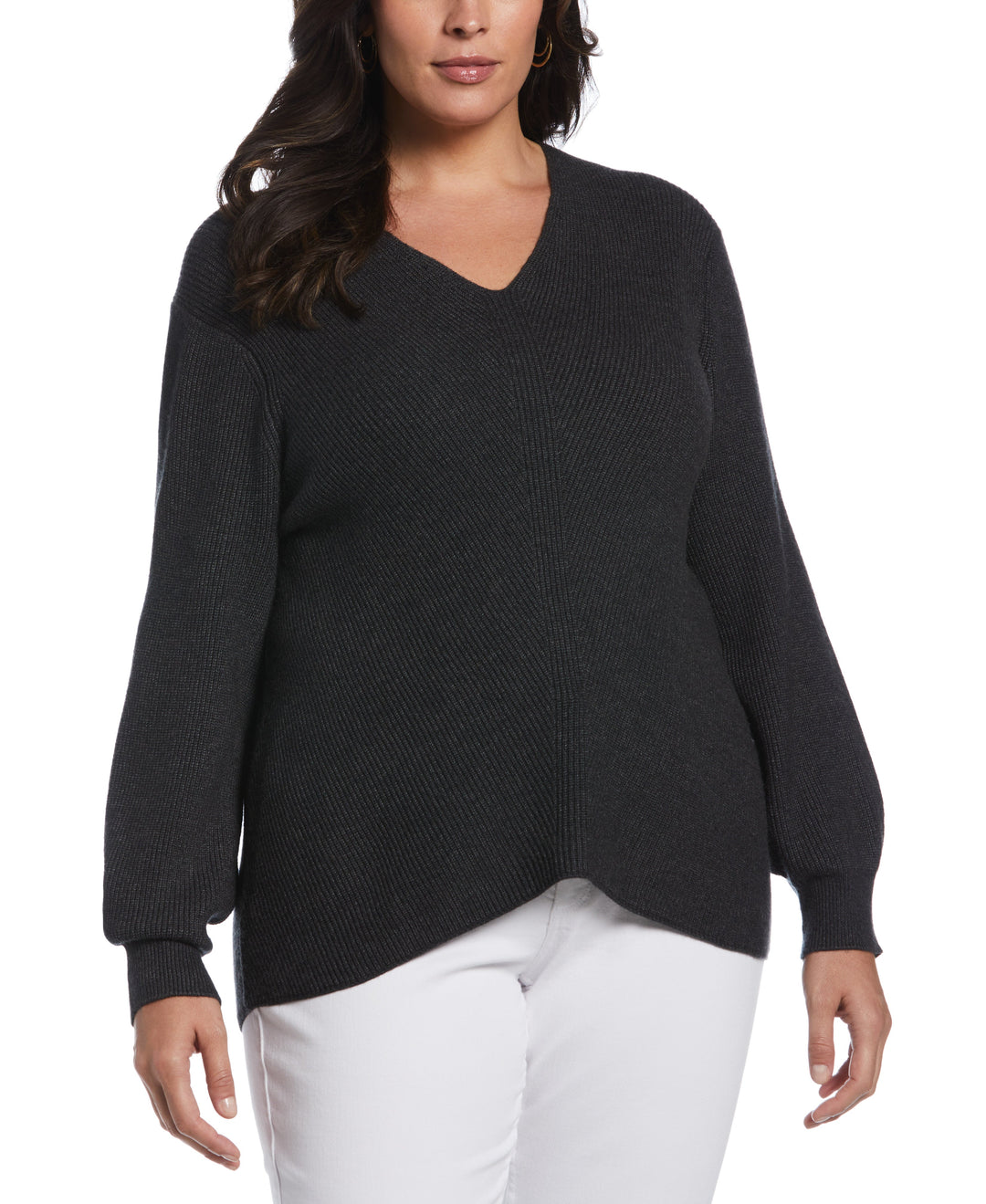 Essential Ribbed V-Neck Sweater (Phantom Heather) 