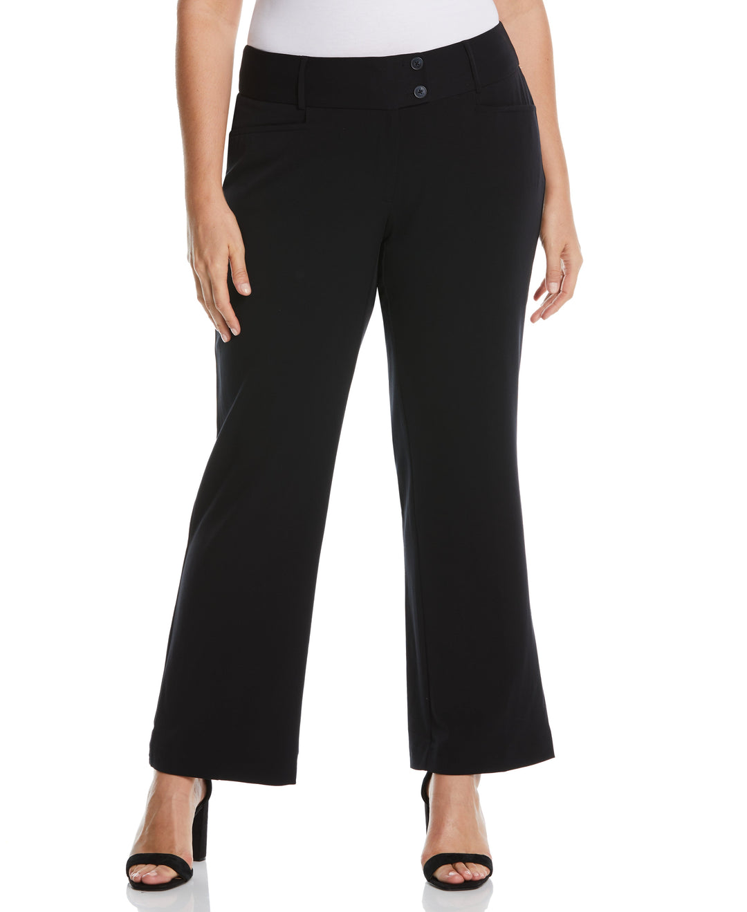 Rafaella Women's Plus Size Gabardine Bootcut Pants - Curvy Fit, Plus Size in Graphite/Gray, Size 24W, Solid, Polyester/Rayon/Spandex Rafaella Women's Plus Size Gabardine Bootcut Pants - Curvy Fit, Plus Size in Graphite/Gray, Size 24W, Solid, Polyester/Rayon/Spandex
