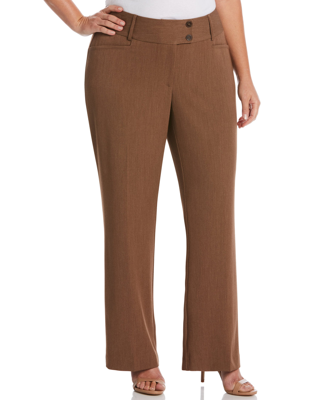 GABARDINE BOOTCUT PANT - CURVY FIT (Coffee Melange) 
