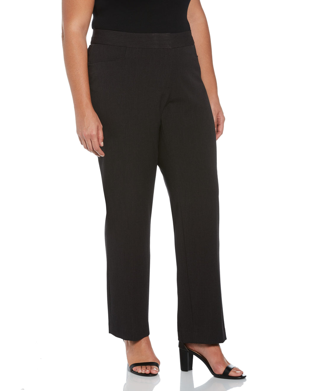 PLUS SIZE GABARDINE SLIM LEG PANT - CURVY FIT (Graphite) 
