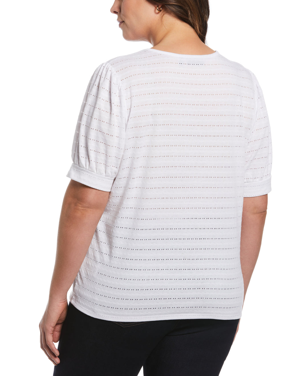 Knit Puff Sleeve Top (White) 