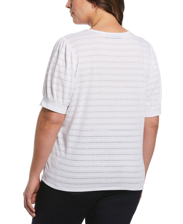 Knit Puff Sleeve Top (White) 