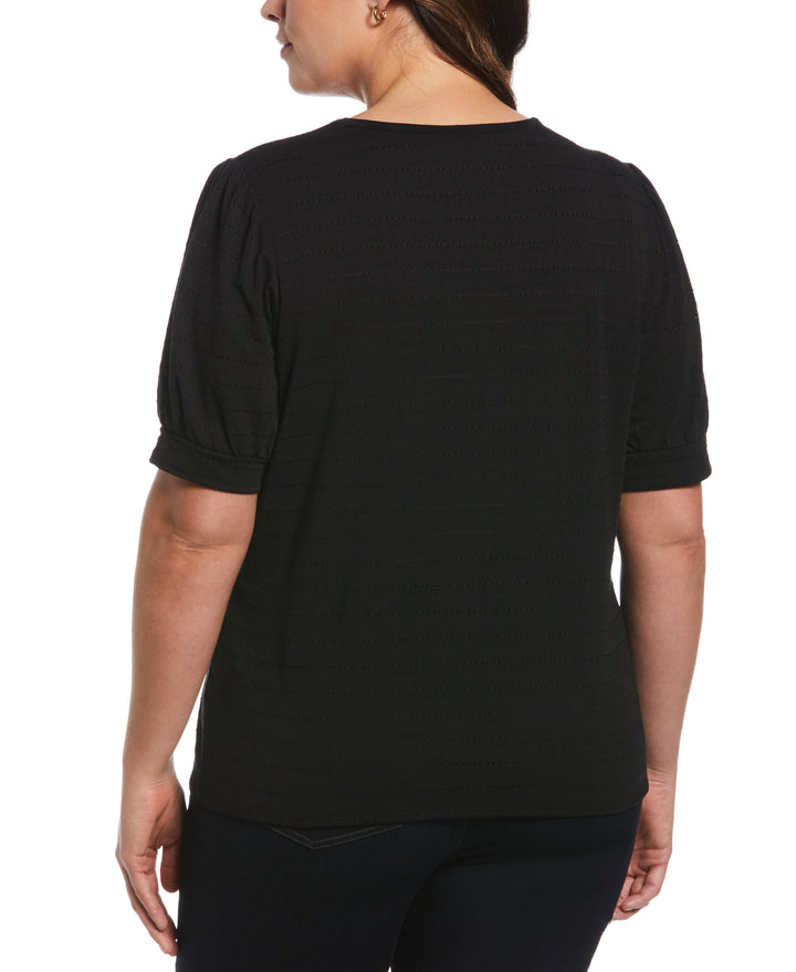 Knit Puff Sleeve Top (Black) 