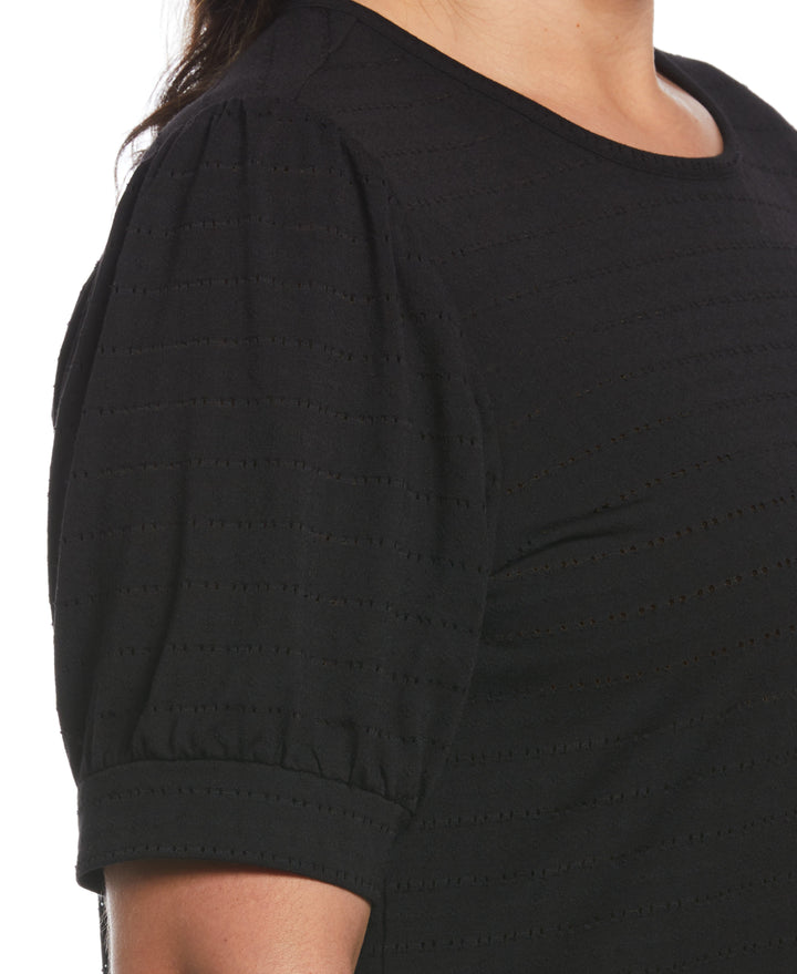 Knit Puff Sleeve Top (Black) 
