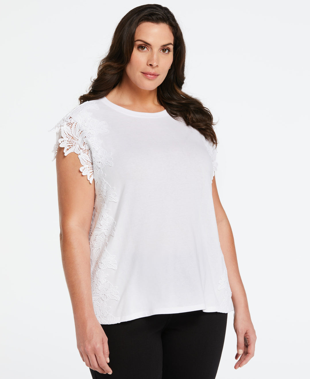 Knit Top with Lace Detail (White) 