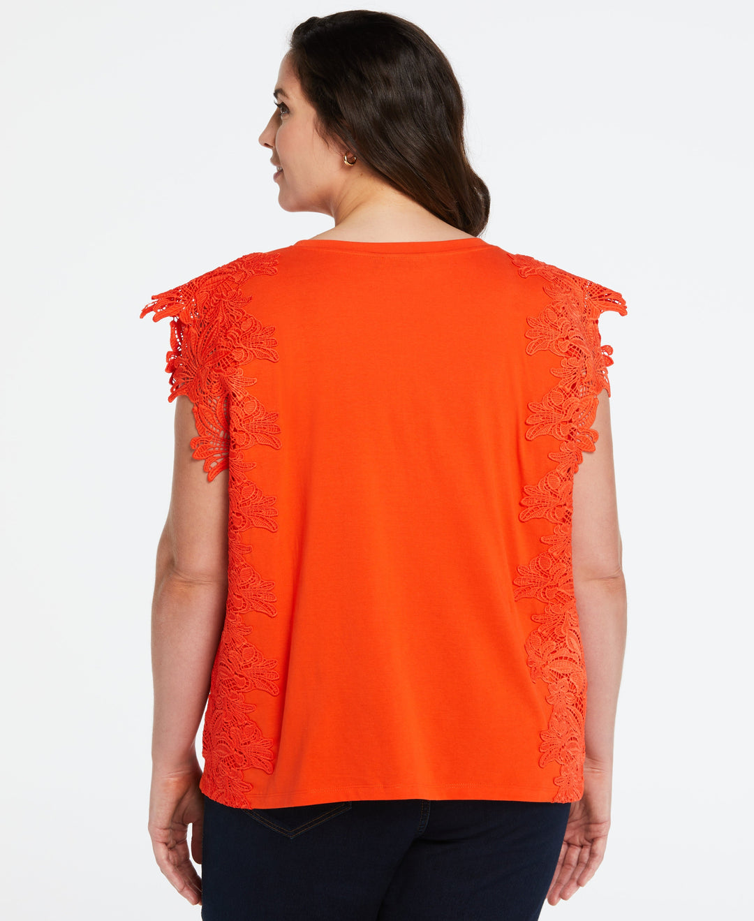 Knit Top with Lace Detail (Orange Com) 