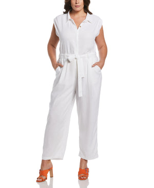 Linen Blend Jumpsuit (White) 