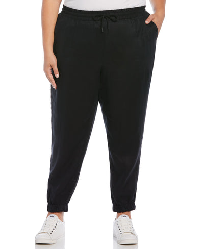 Linen Drawstring Jogger (Black) 
