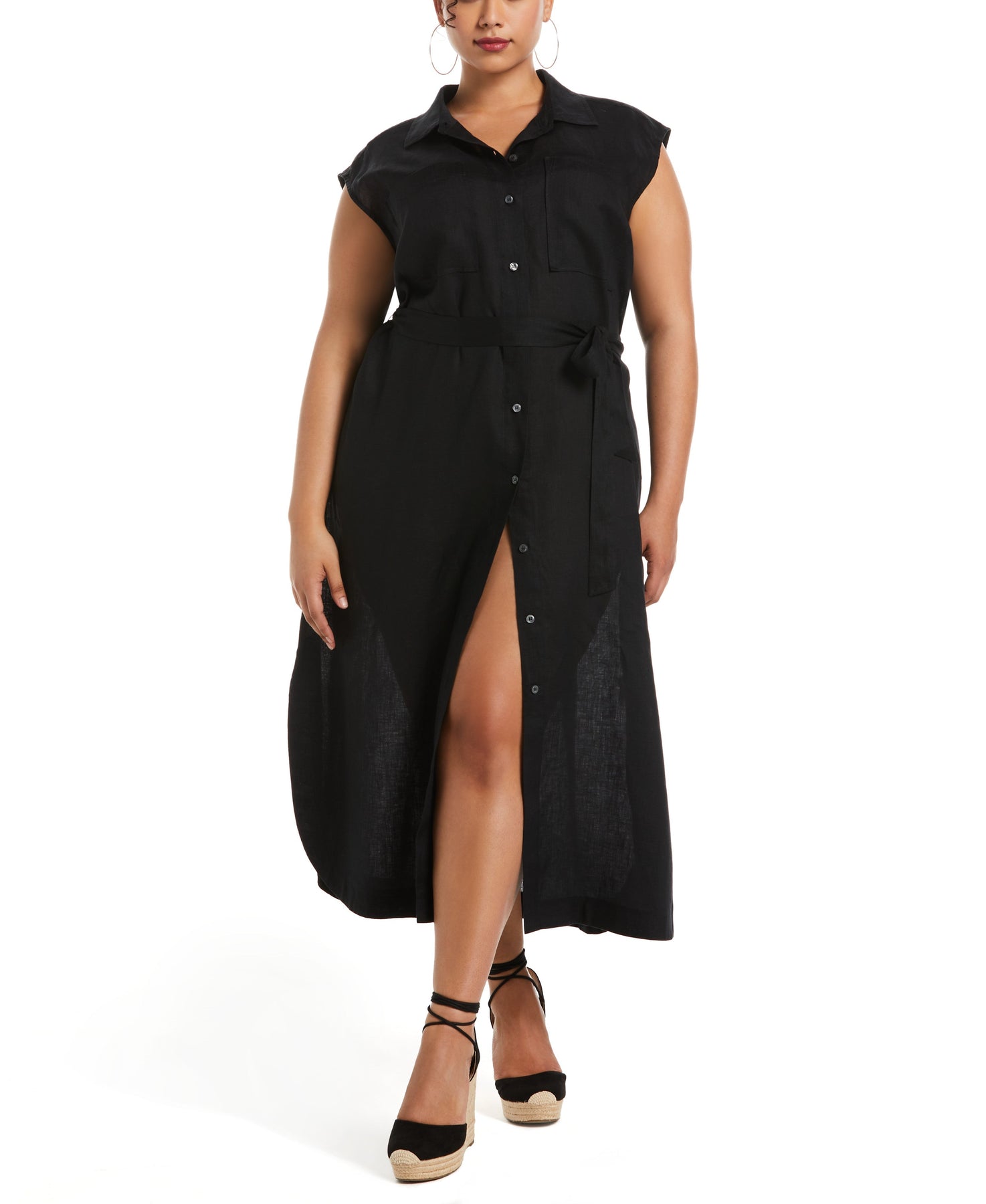 Rafaella Women's Plus Size Linen Shirtdress in White, Size 2X, Solid, 100% Linen Rafaella Women's Plus Size Linen Shirtdress in White, Size 2X, Solid, 100% Linen