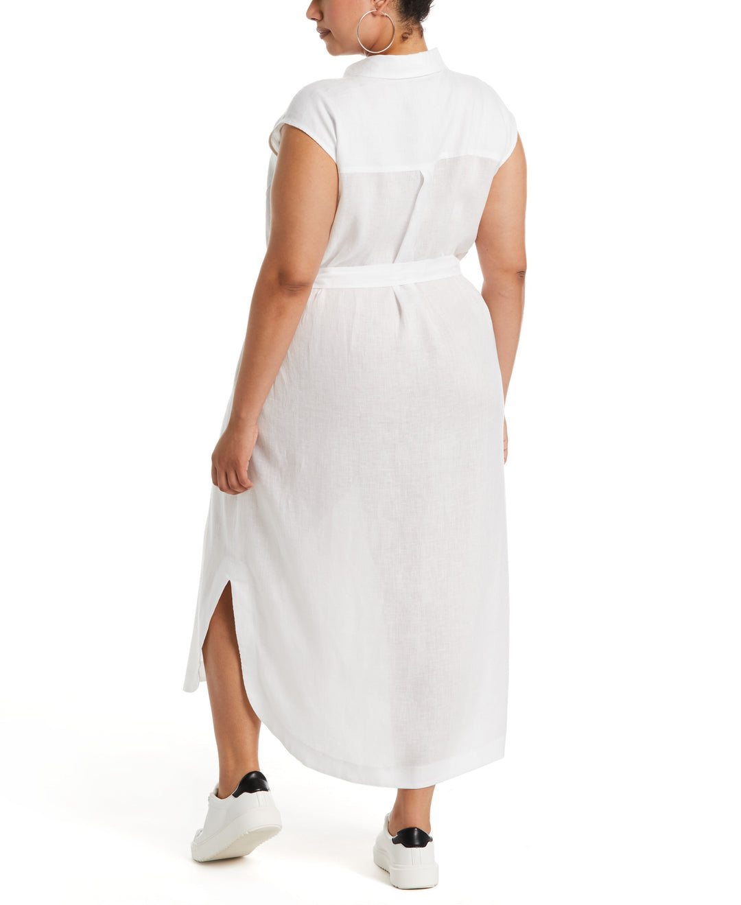 Stripe Linen Shirtdress (White) 