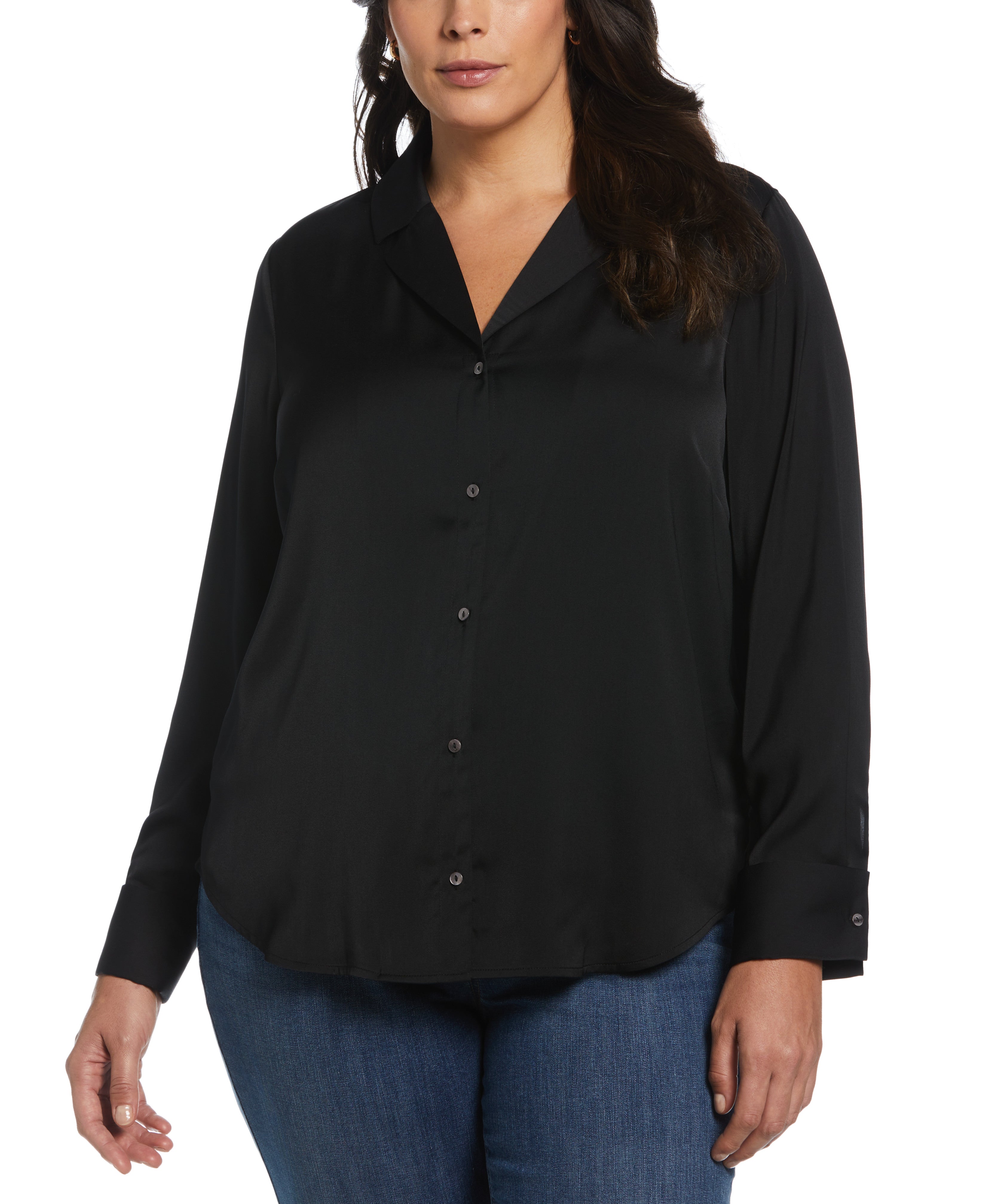 Women's Notch Collar Silk Blouse – Rafaella