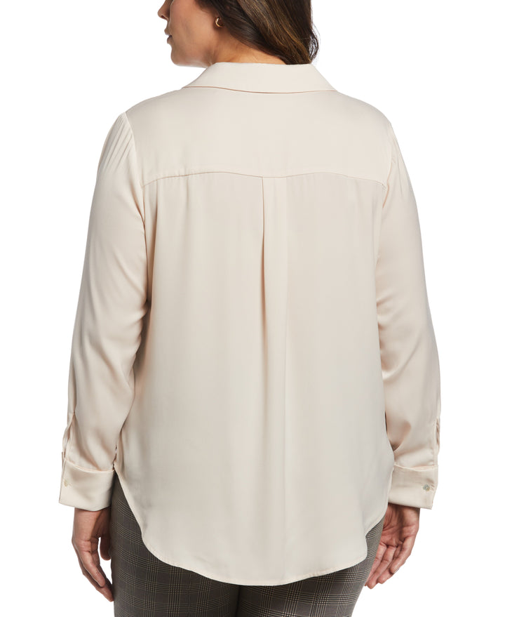 Notch Collar Silk Blouse (Shell) 