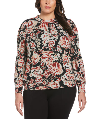 Pleat Sleeve Knit Shirt (Black) 