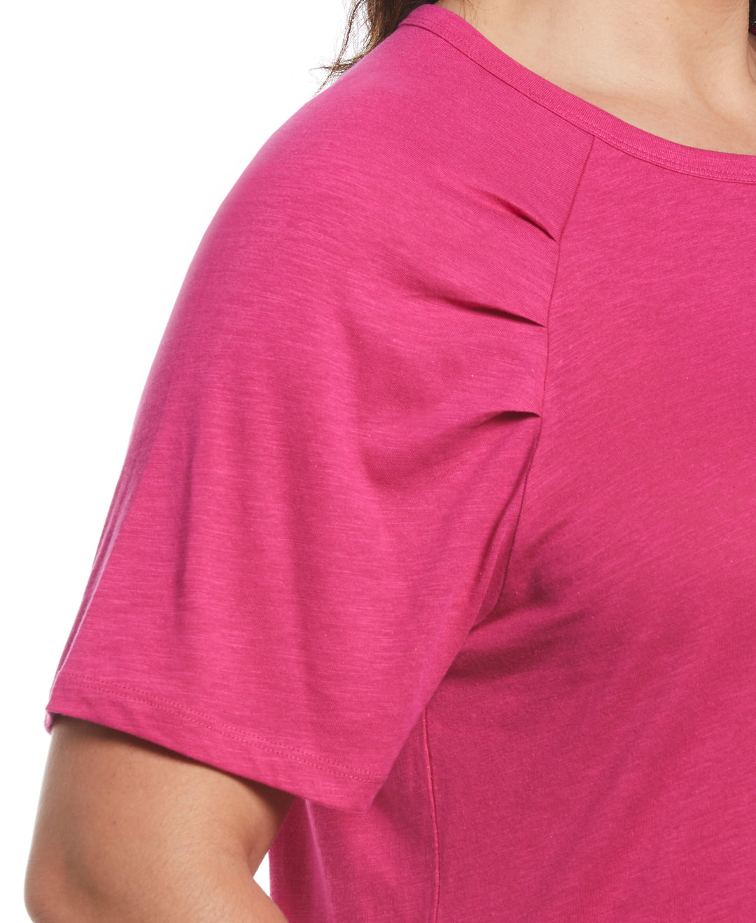Pleated Raglan Sleeve Tee (Cosmo Pink) 