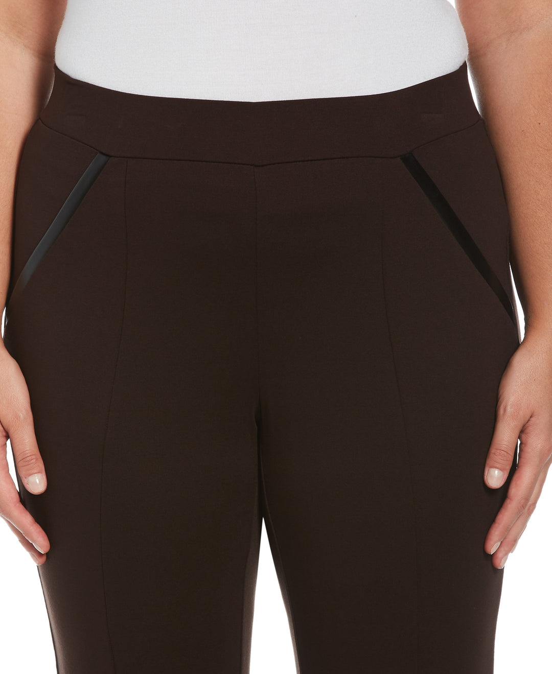 PLUS PONTE KNIT SLIM LEG PANT - COMFORT FIT (Dark Chocolate) 