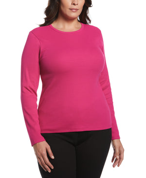 Ribbed Crew Neck Tee (Cosmo Pink) 