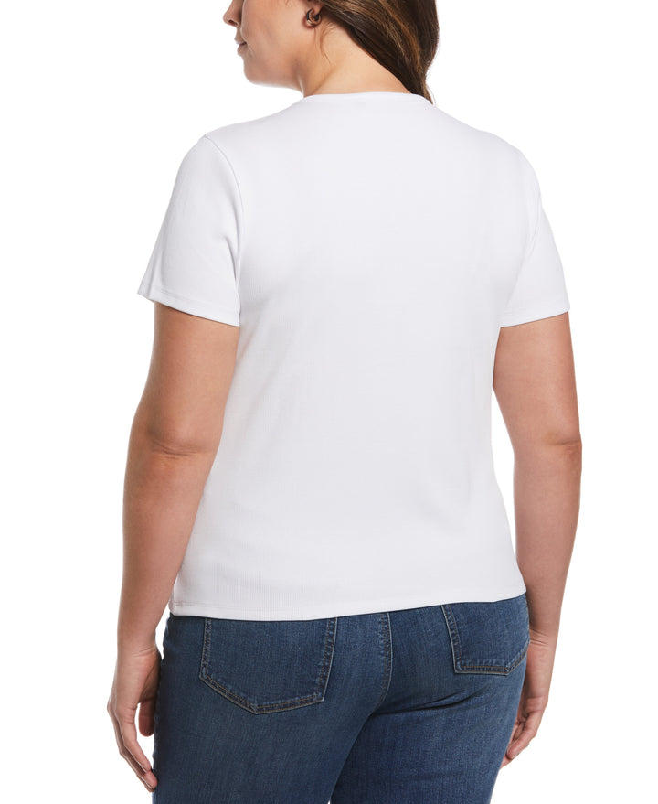Ribbed Crew Neck Tee (White) 