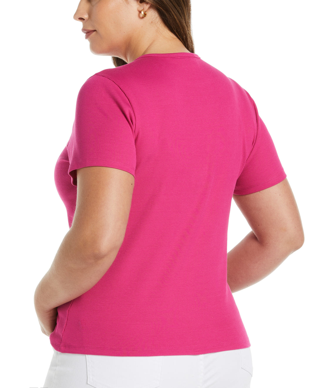 Ribbed Crew Neck Tee (Cosmo Pink) 