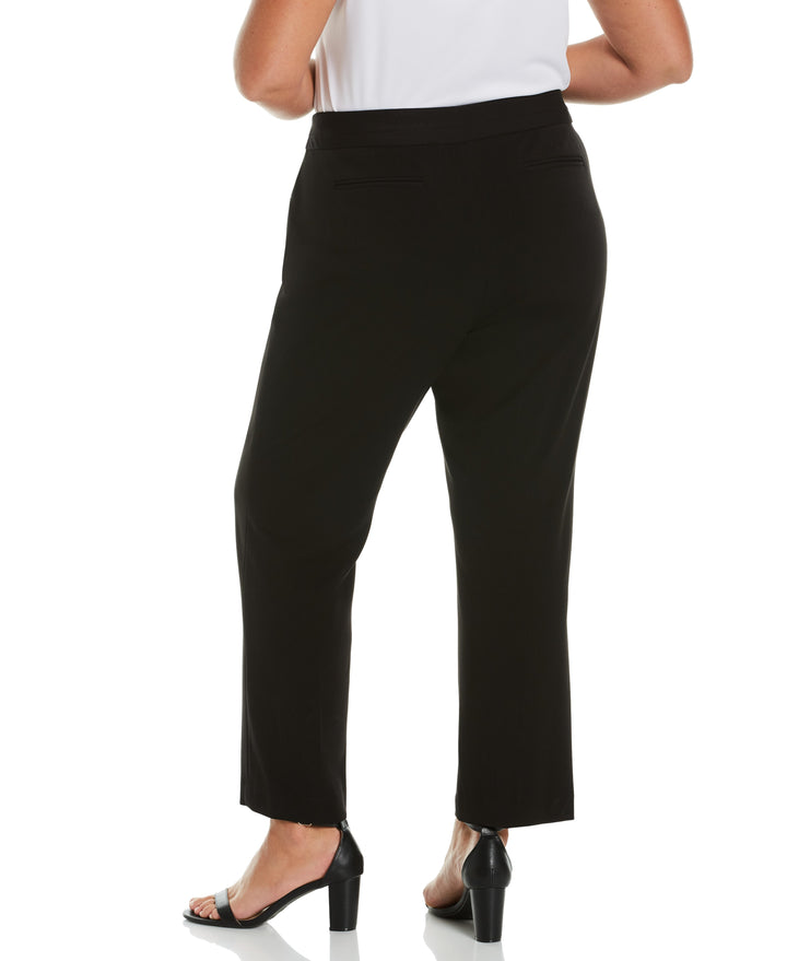PLUS SLIM LEG STRETCH GABARDINE PANT - CURVY FIT (Black) 