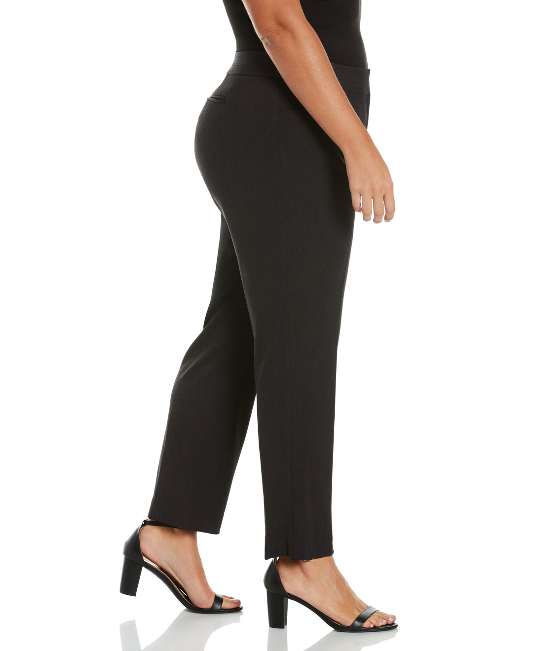 PLUS SLIM LEG STRETCH GABARDINE PANT - CURVY FIT (Graphite) 