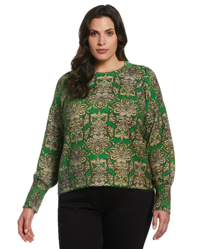 Slouchy Printed Sweater (Fern Green) 
