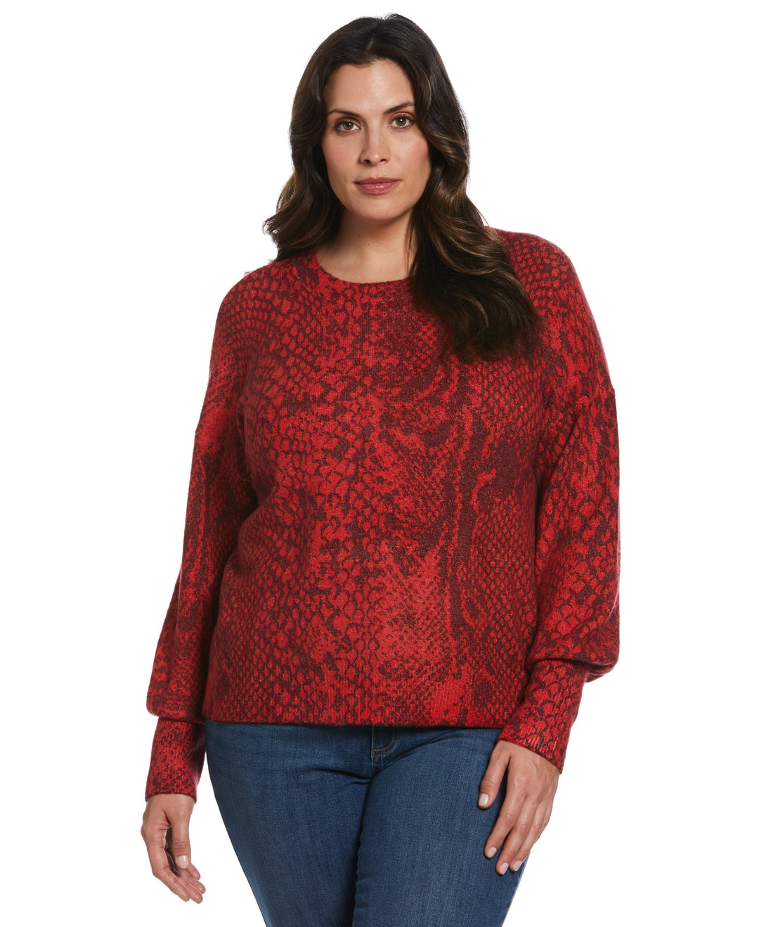 Slouchy Printed Sweater (Ruby) 