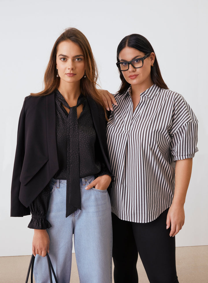 Tie Front Blouse (Black)