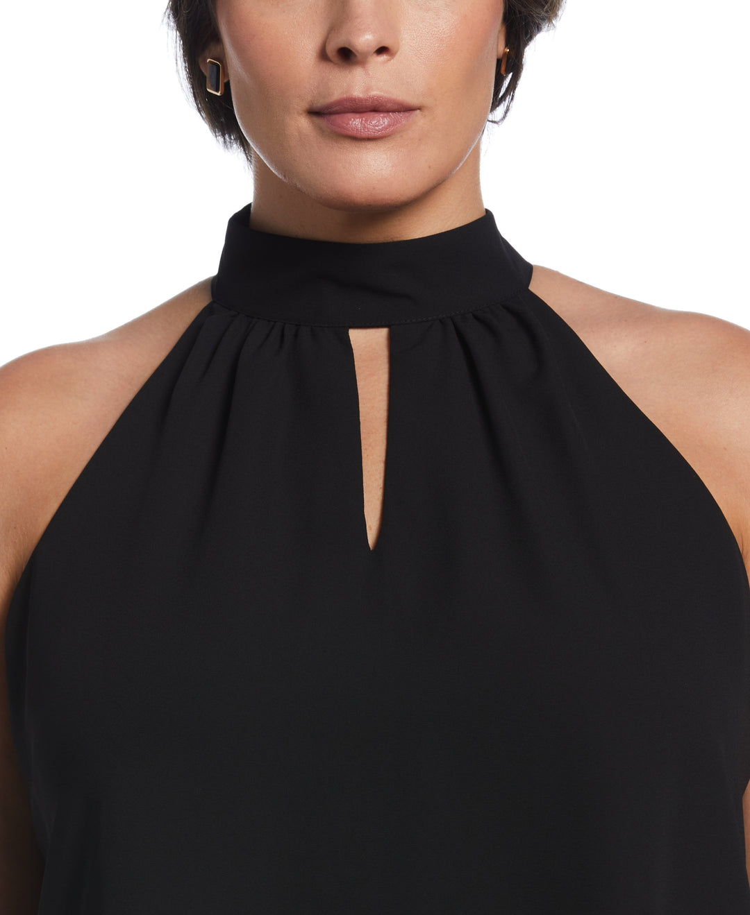 black v neck halter top
