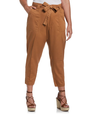 Twill Crop Pant with Removable Tie Belt (Chipmunk) 