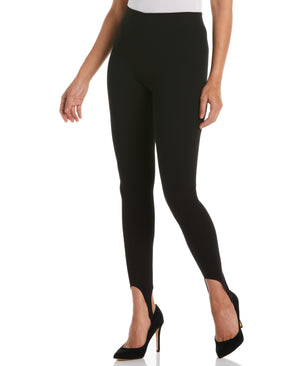 Ponte Knit Pull-On Stirrup Legging (Black) 