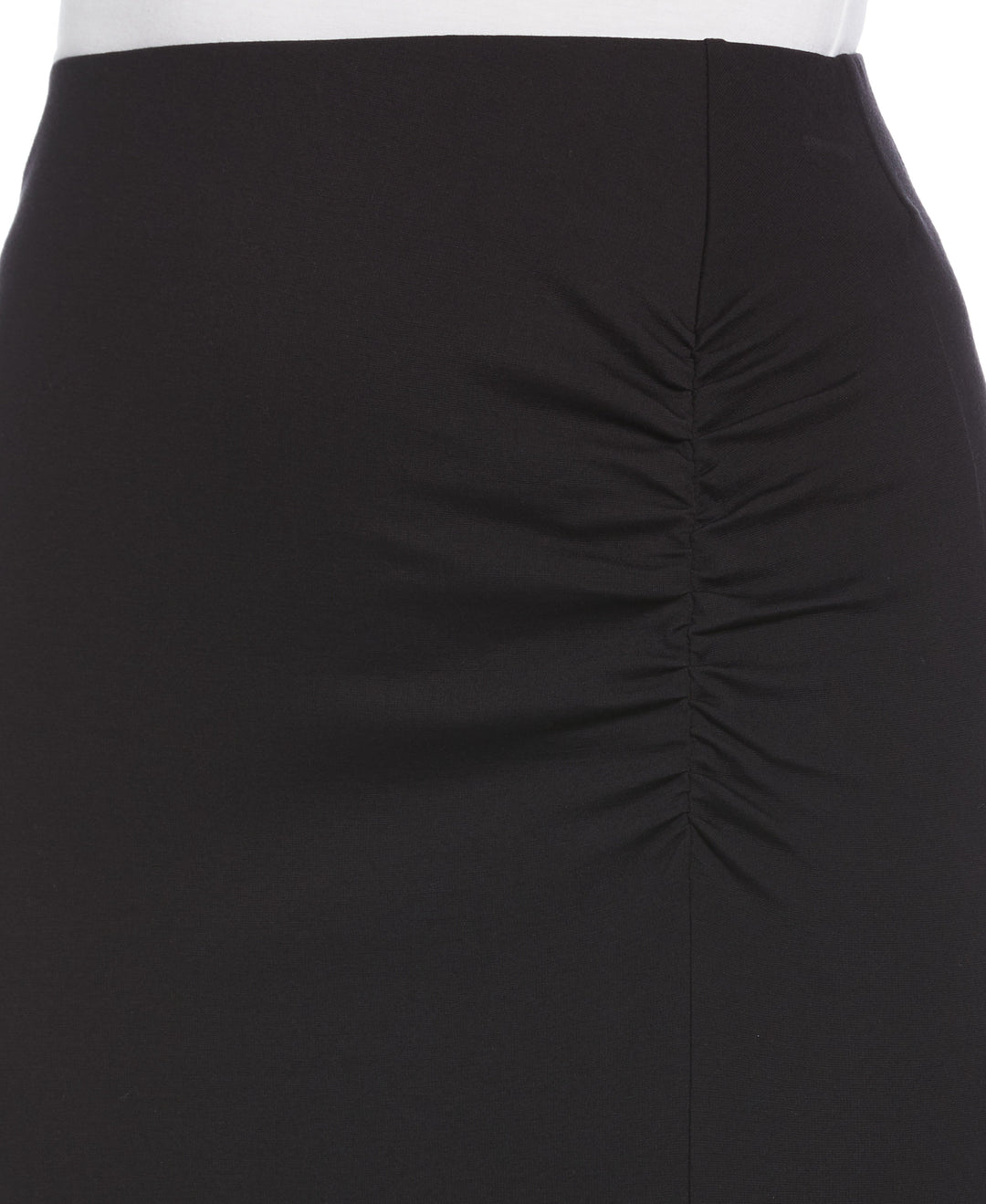 Ponte Knit Ruched Front Pull-On Skirt (Black) 