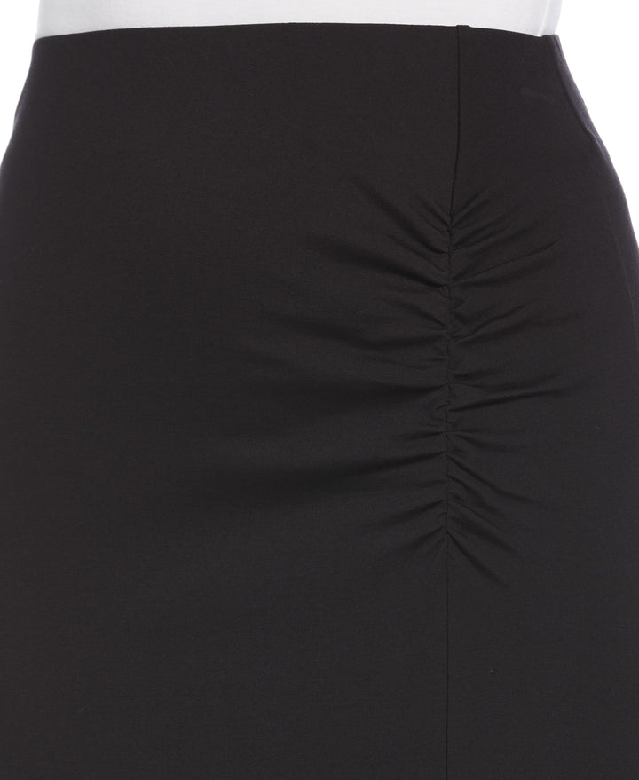 Ponte Knit Ruched Front Pull-On Skirt (Black) 