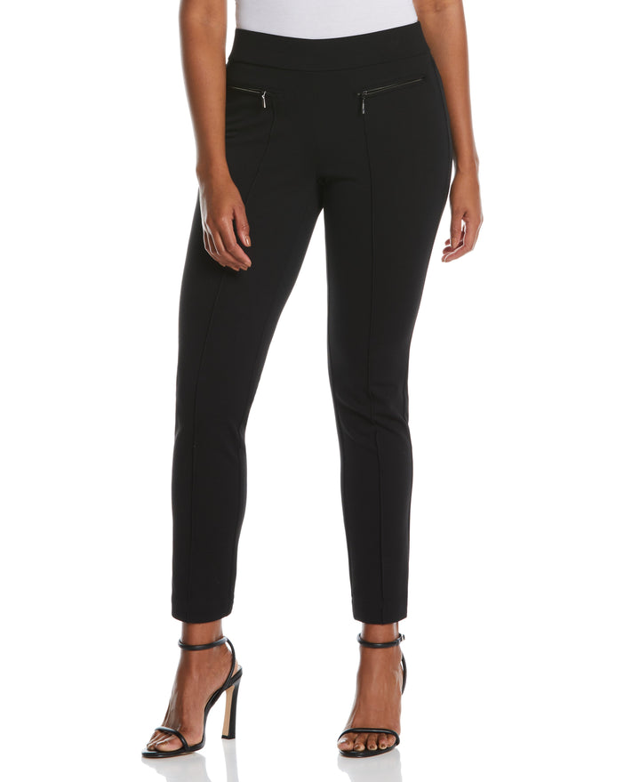 PONTE KNIT SLIM LEG PANT - COMFORT FIT (Black)