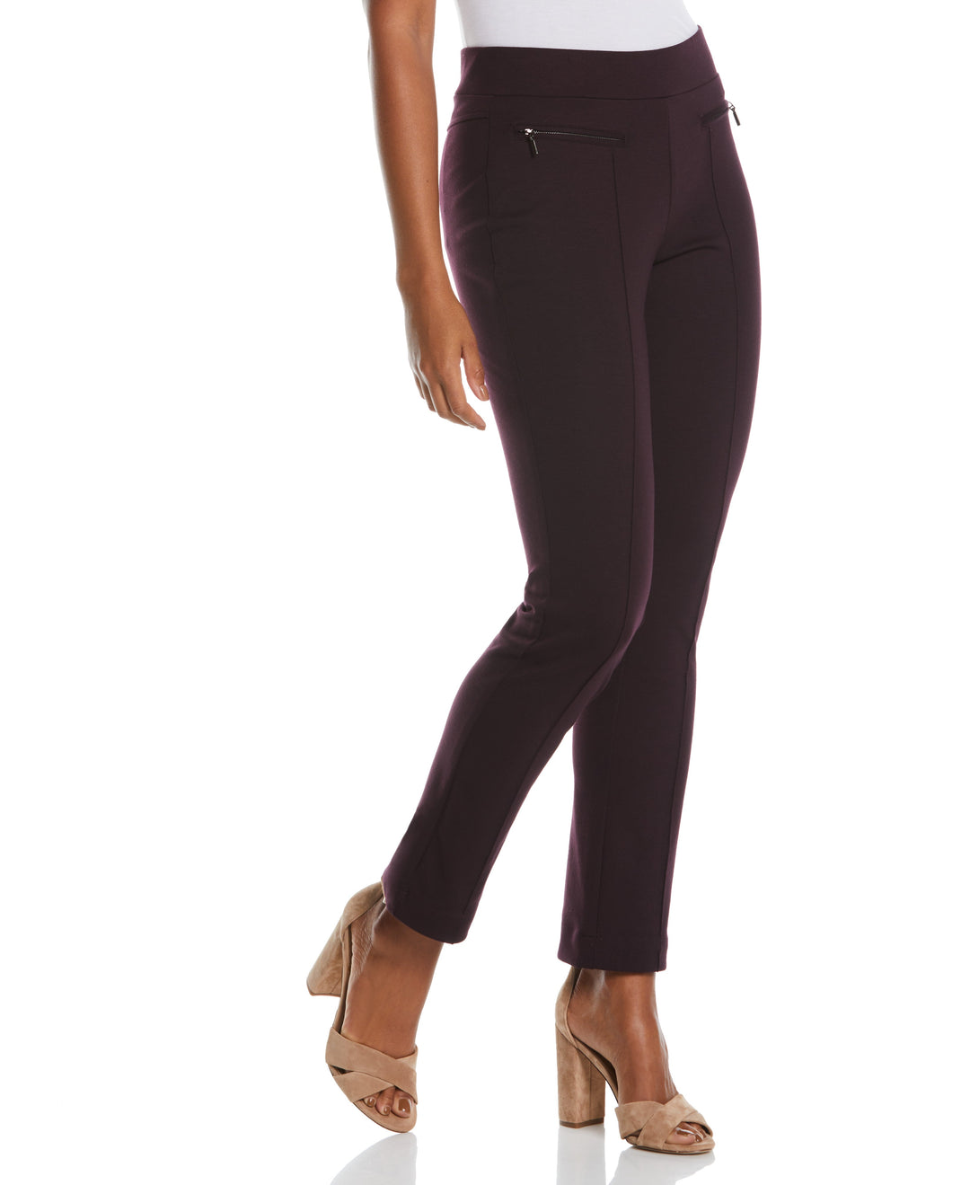 PONTE KNIT SLIM LEG PANT - COMFORT FIT (Vintage Wine)