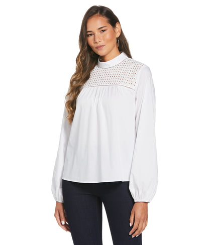 Poplin Lace Mix Blouse (White) 
