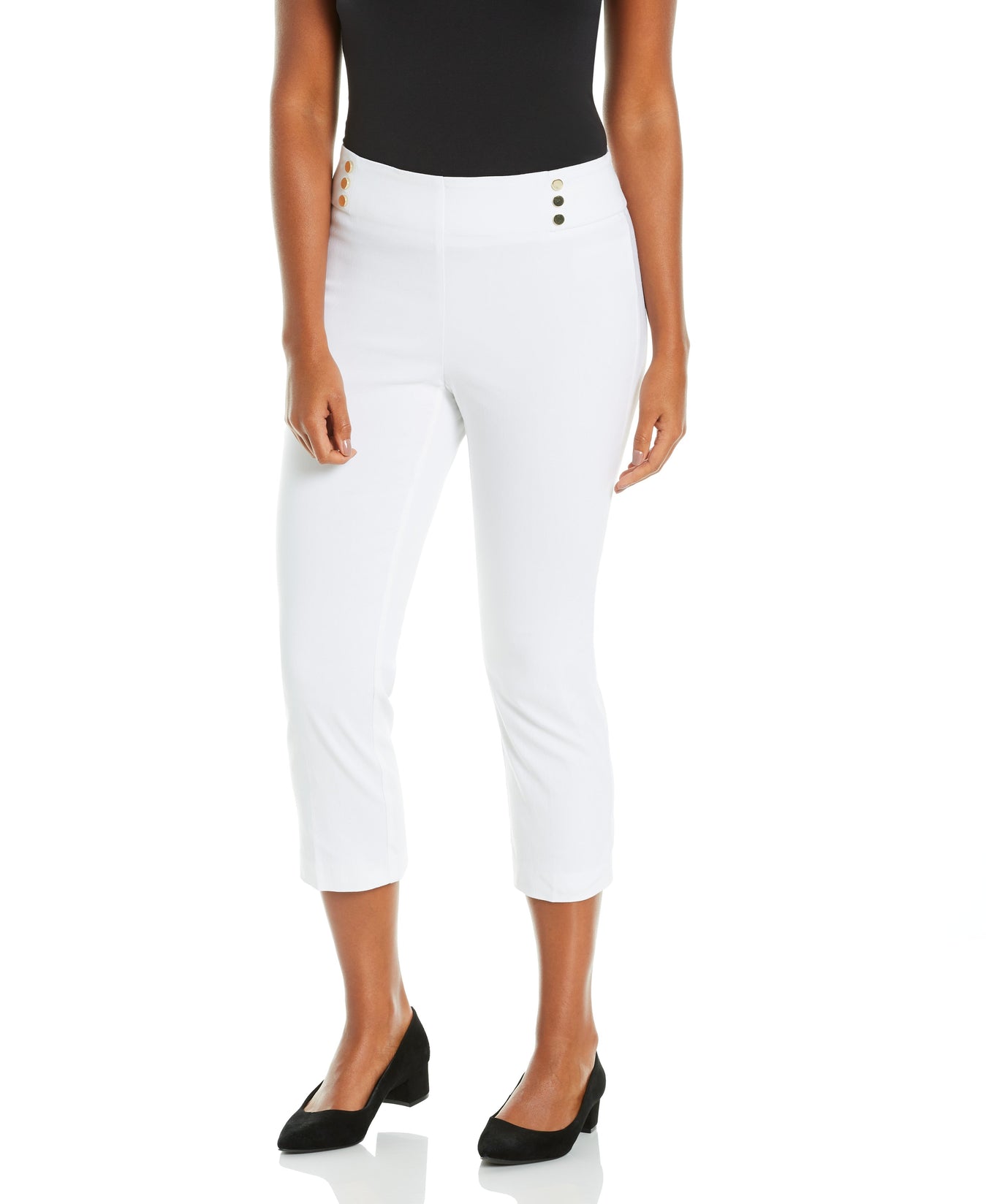 Cropped Capri Trouser with Herringbone Trim in White  Mistral Online