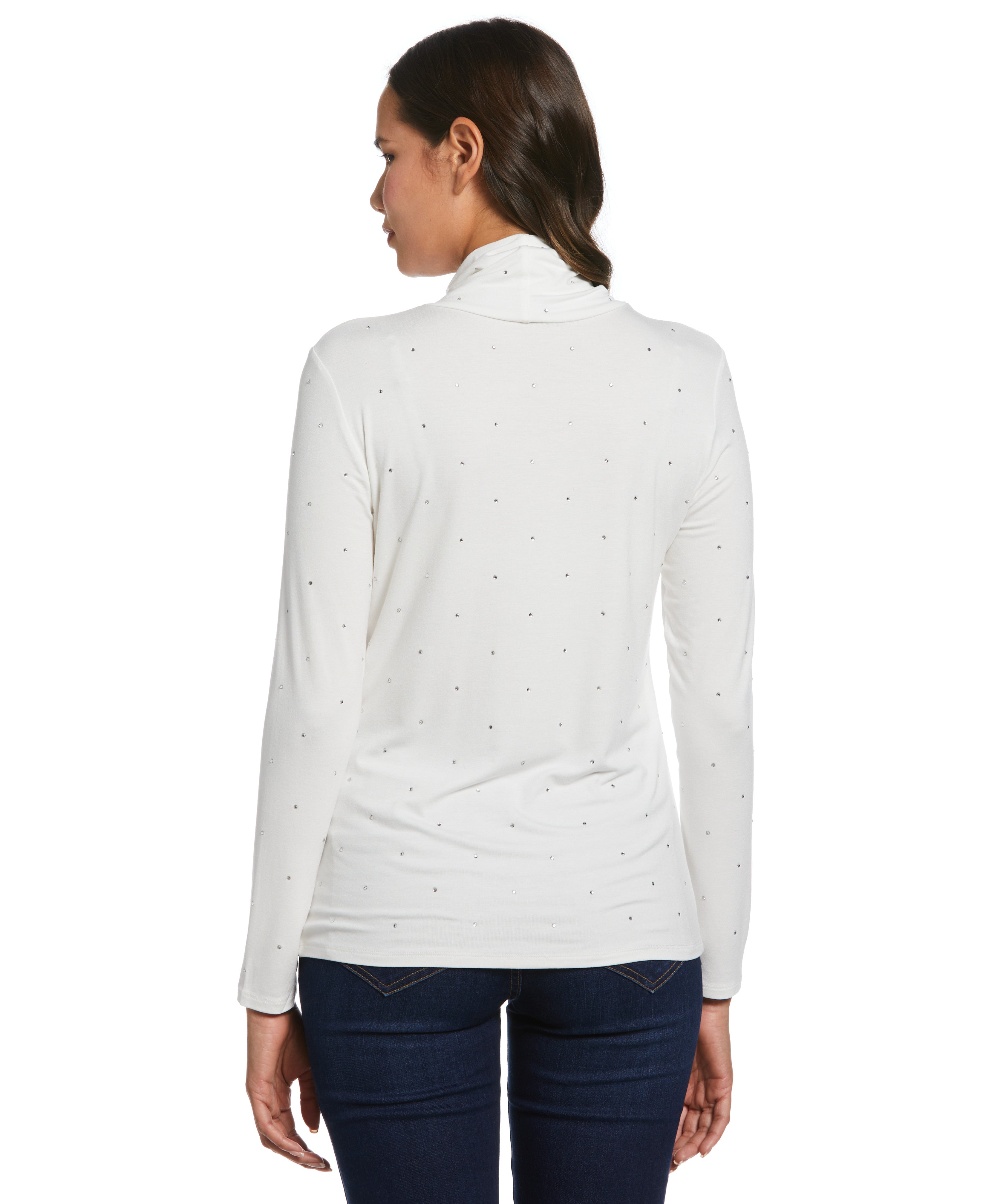 Rhinestone Turtleneck Top – Rafaella