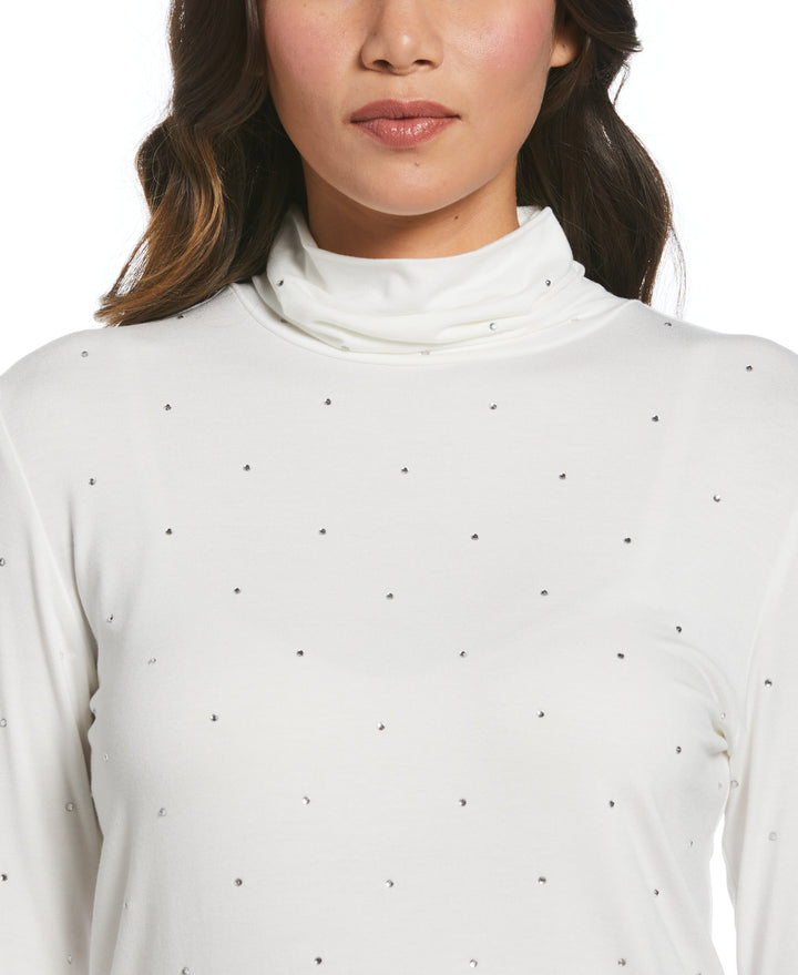 Rhinestone Turtleneck Top | Rafaella