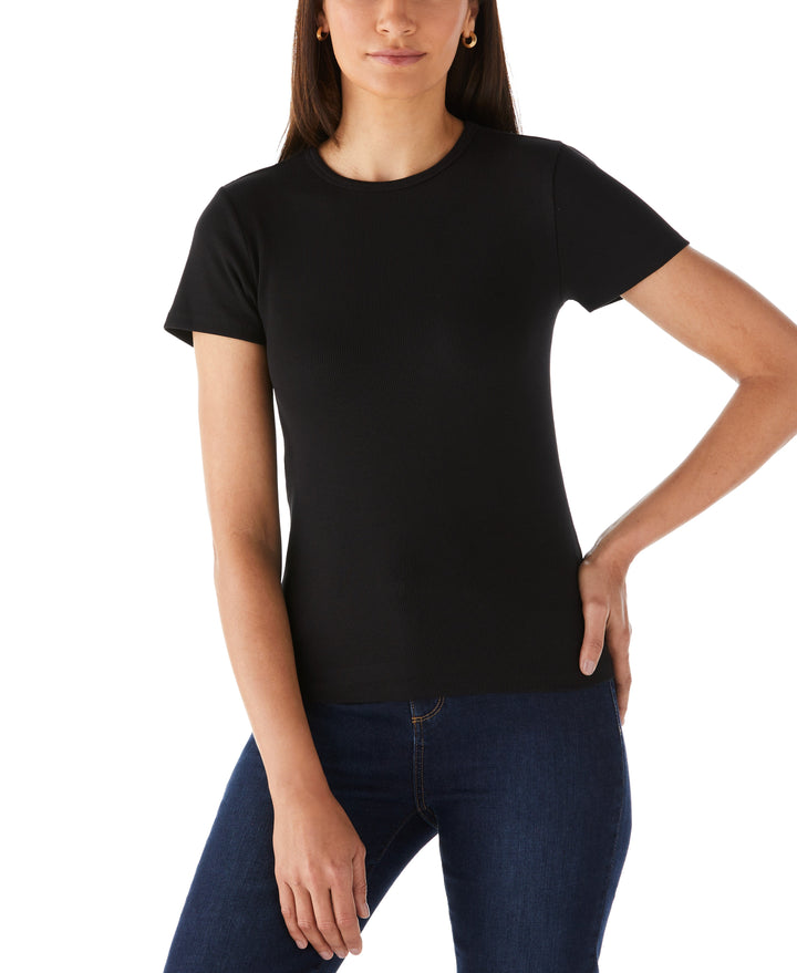 Ribbed Crew Neck Tee (Black) 