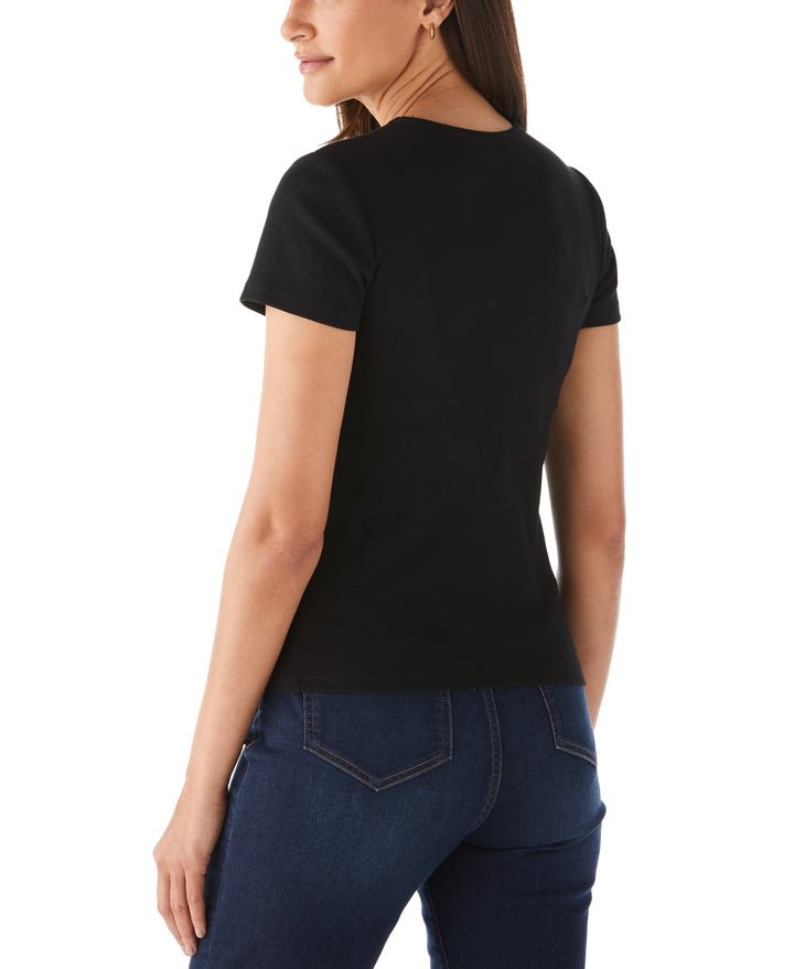 Ribbed Crew Neck Tee (Black) 