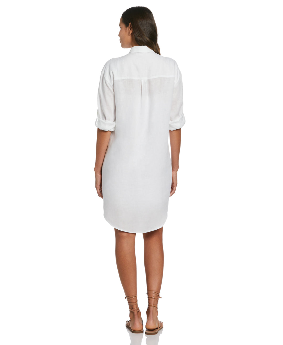 Rafaella Women's Roll Sleeve Linen Shirt Dress in White, Size XXL, Solid, 100% Linen Rafaella Women's Roll Sleeve Linen Shirt Dress in White, Size XXL, Solid, 100% Linen