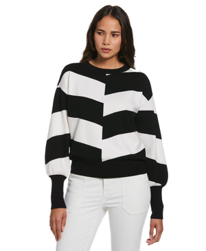 Slouchy Chevron Sweater (White) 