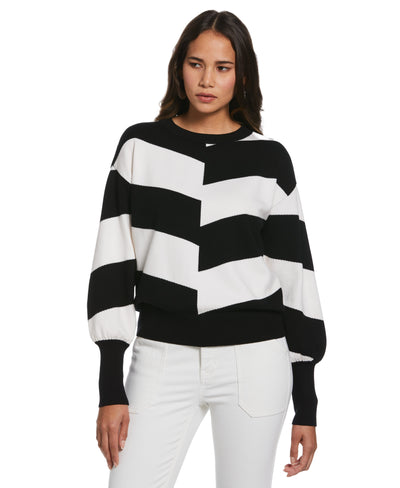 Slouchy Chevron Sweater (White) 