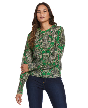 Slouchy Printed Sweater (Fern Green) 