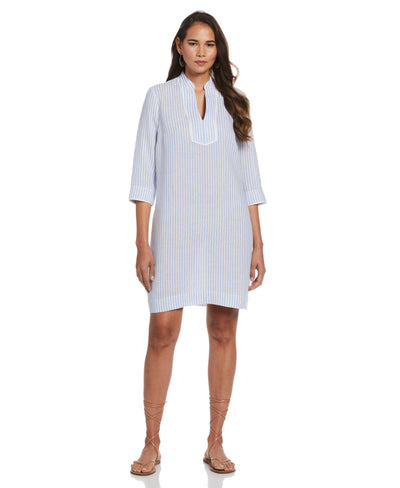 Split Neck Tunic Dress (Cornflower Bl) 