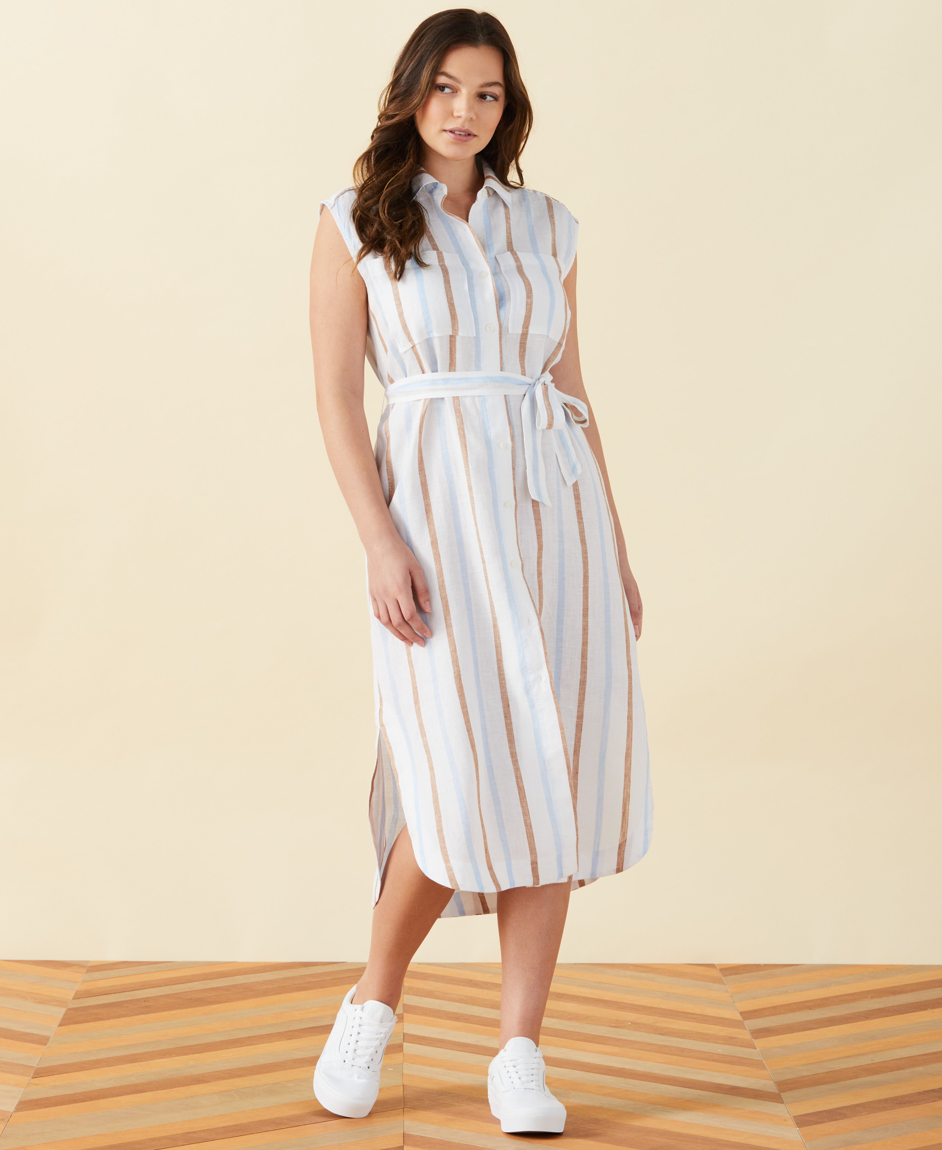 Hella ヘラ　linen stripe shirt Hella (ヘラ) linen stripe shirt 25春夏【h251-36】シャツ