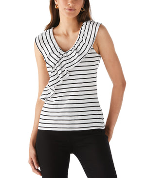 Stripe Ruffle Top (White) 