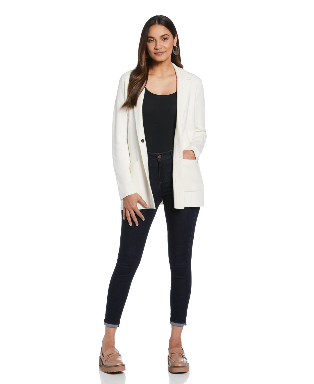 Sweater Knit Blazer (Whisper White) 